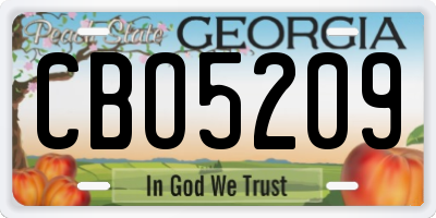 GA license plate CBO5209