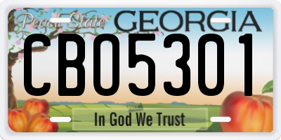 GA license plate CBO5301