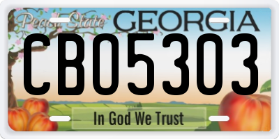 GA license plate CBO5303