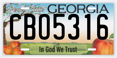 GA license plate CBO5316