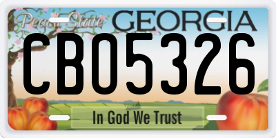 GA license plate CBO5326