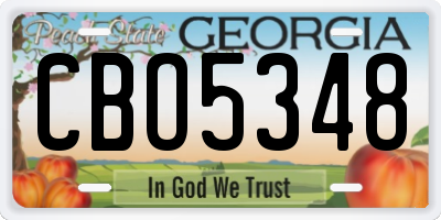 GA license plate CBO5348
