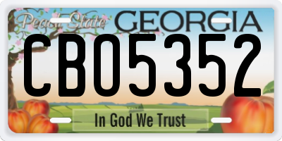 GA license plate CBO5352