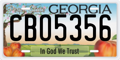 GA license plate CBO5356
