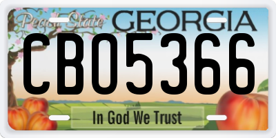 GA license plate CBO5366