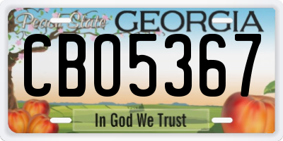 GA license plate CBO5367