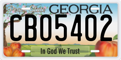 GA license plate CBO5402