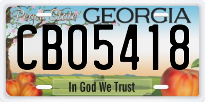 GA license plate CBO5418