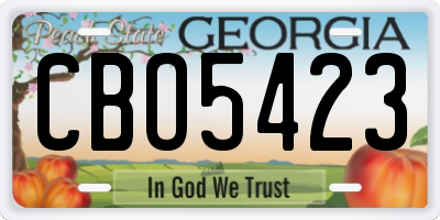 GA license plate CBO5423