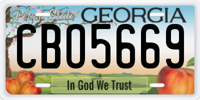 GA license plate CBO5669