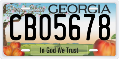 GA license plate CBO5678