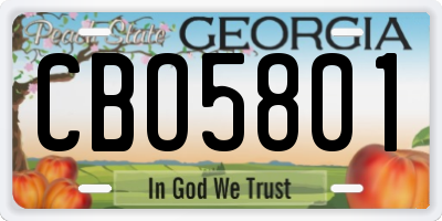 GA license plate CBO5801