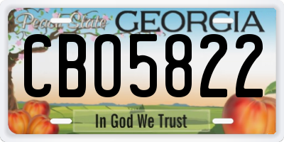 GA license plate CBO5822