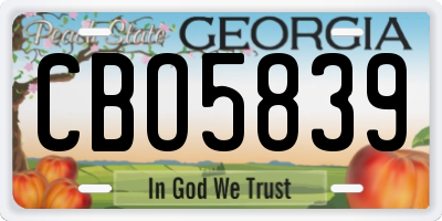 GA license plate CBO5839