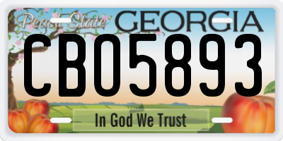 GA license plate CBO5893