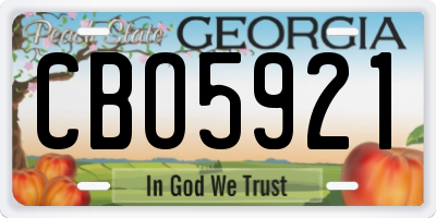 GA license plate CBO5921