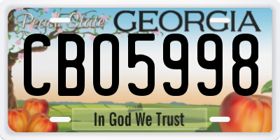 GA license plate CBO5998