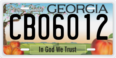 GA license plate CBO6012