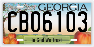 GA license plate CBO6103