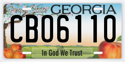 GA license plate CBO6110