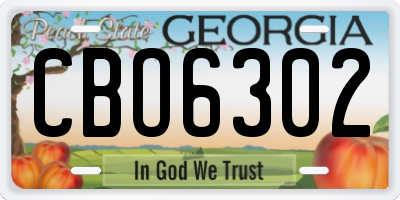 GA license plate CBO6302
