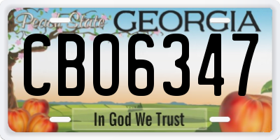 GA license plate CBO6347