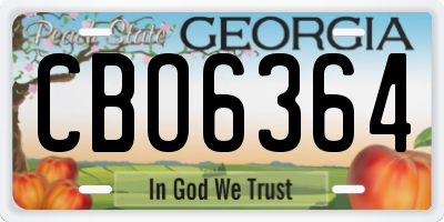 GA license plate CBO6364