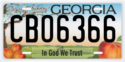 GA license plate CBO6366