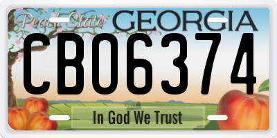 GA license plate CBO6374