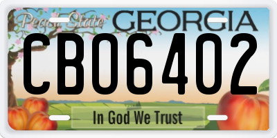 GA license plate CBO6402