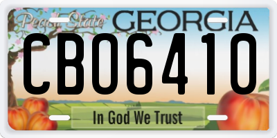 GA license plate CBO6410