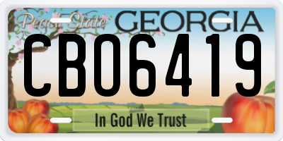 GA license plate CBO6419