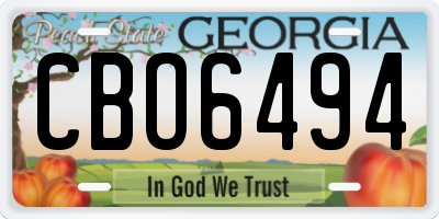 GA license plate CBO6494