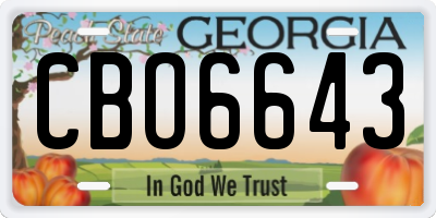 GA license plate CBO6643