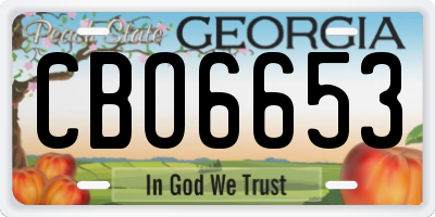 GA license plate CBO6653