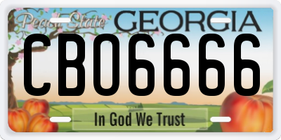 GA license plate CBO6666