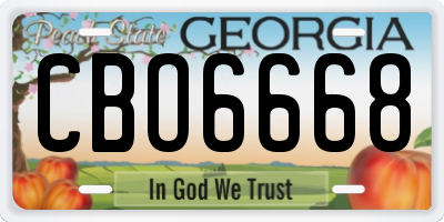 GA license plate CBO6668