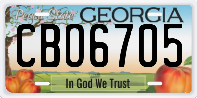 GA license plate CBO6705