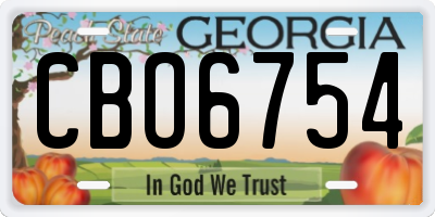 GA license plate CBO6754