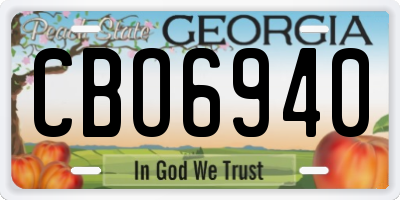 GA license plate CBO6940