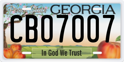 GA license plate CBO7007