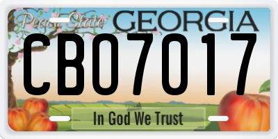 GA license plate CBO7017