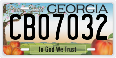 GA license plate CBO7032