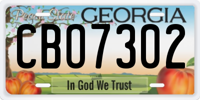 GA license plate CBO7302