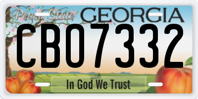 GA license plate CBO7332