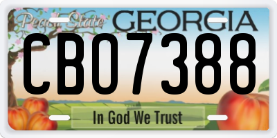 GA license plate CBO7388