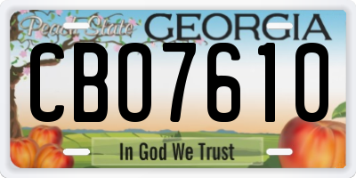 GA license plate CBO7610