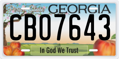 GA license plate CBO7643