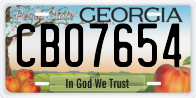 GA license plate CBO7654