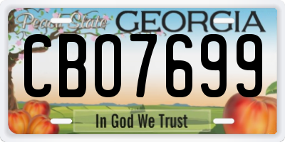 GA license plate CBO7699